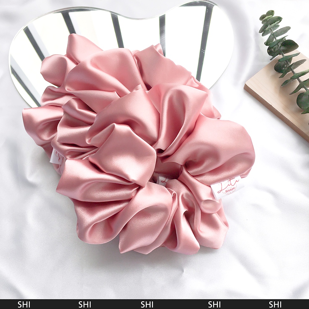 SHI - Dây chun buộc tóc Lụa Satin Scrunchies Handmade I Light Blush Pink