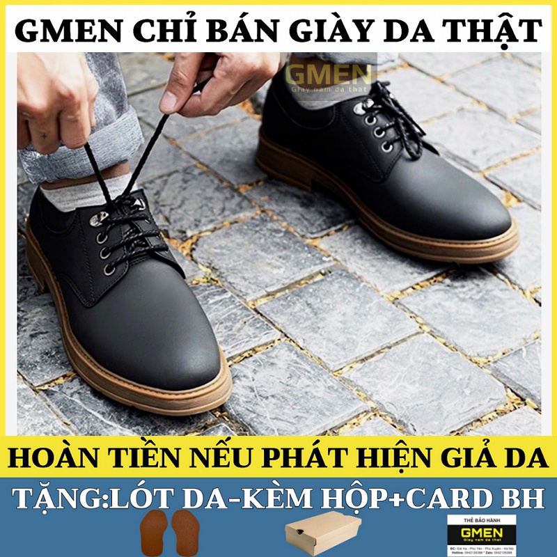 Giày da nam buộc dây cao cấp phong cách trẻ trung bảo hành 1 năm GM555
