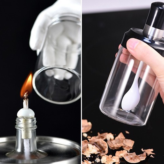 Lọ Đựng Gia Vị Thủy Tinh Kèm Thìa SENNAI 250ml Thủy Tinh Chịu Nhiệt Tặng Kèm Nhãn Tên | BigBuy360 - bigbuy360.vn