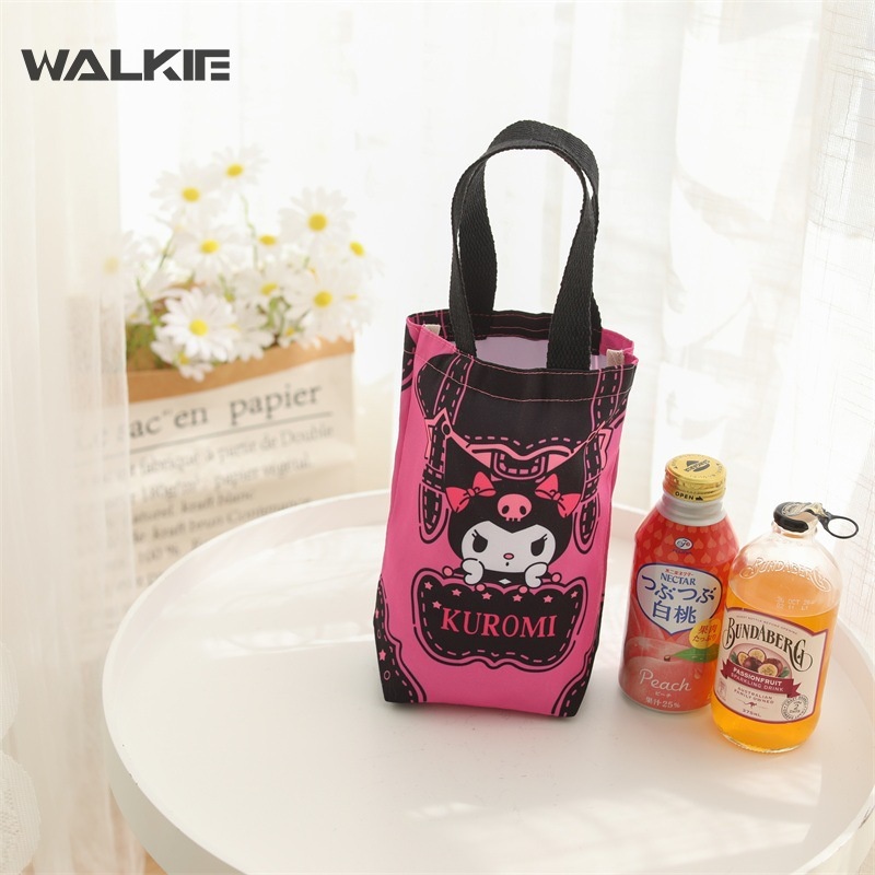 Túi Vải Canvas Đựng Cốc Nước Giữ Nhiệt In Hình Kuromi Cinnamoroll Hoạt Hình 23CM