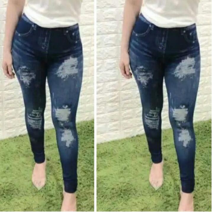 Quần Legging Vải Jean Rách Thời Trang Cao Cấp Cho Nữ