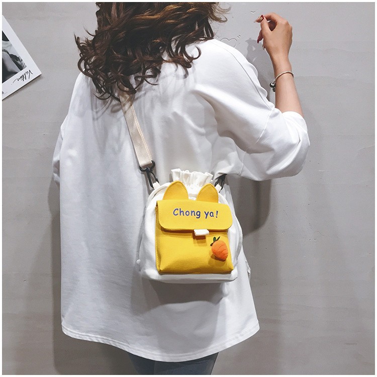 Túi đeo chéo 💖 𝑭𝑹𝑬𝑬𝑺𝑯𝑰𝑷 💖 Túi vải mini tai thỏ siêu dễ thương thiết kế Hàn Quốc TV05 | BigBuy360 - bigbuy360.vn