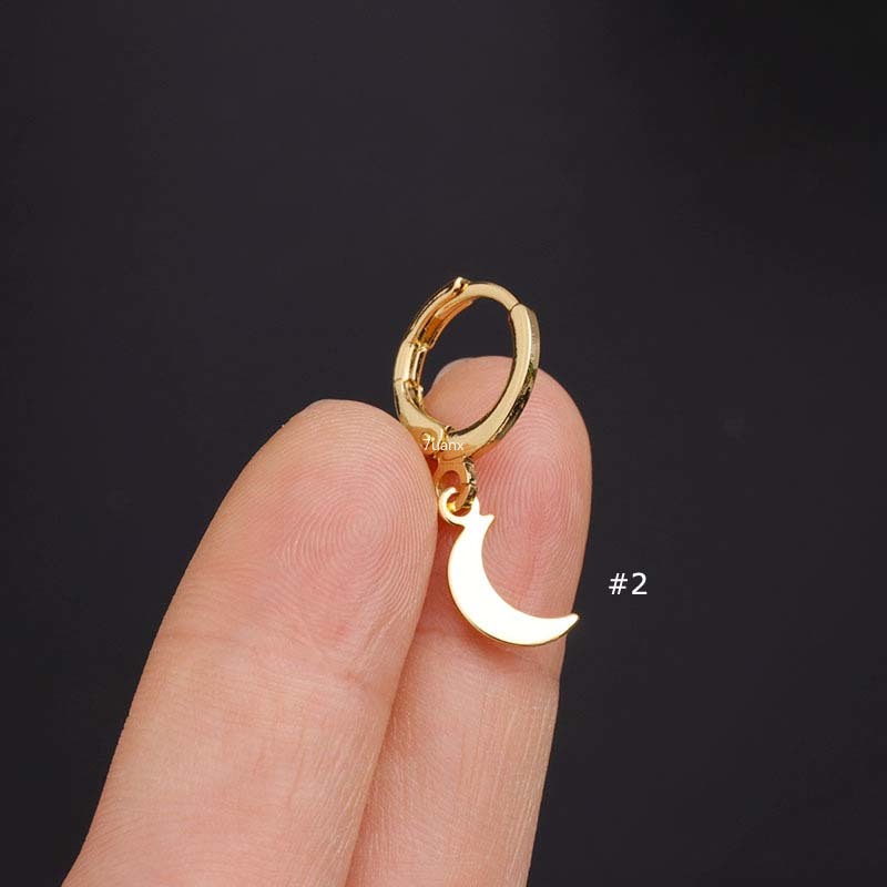 Khuyên Xỏ Vành Tai Dáng Dài Bằng Đồng Đính Đá Zircon 8mm