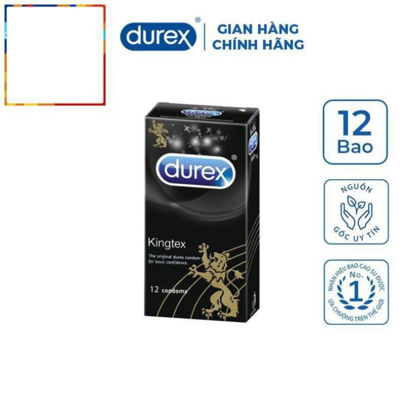 Bao cao su Durex Kingtex vừa vặn với kích thước đa số đàn ông người Việt (12 bao/1 hộp bcs)