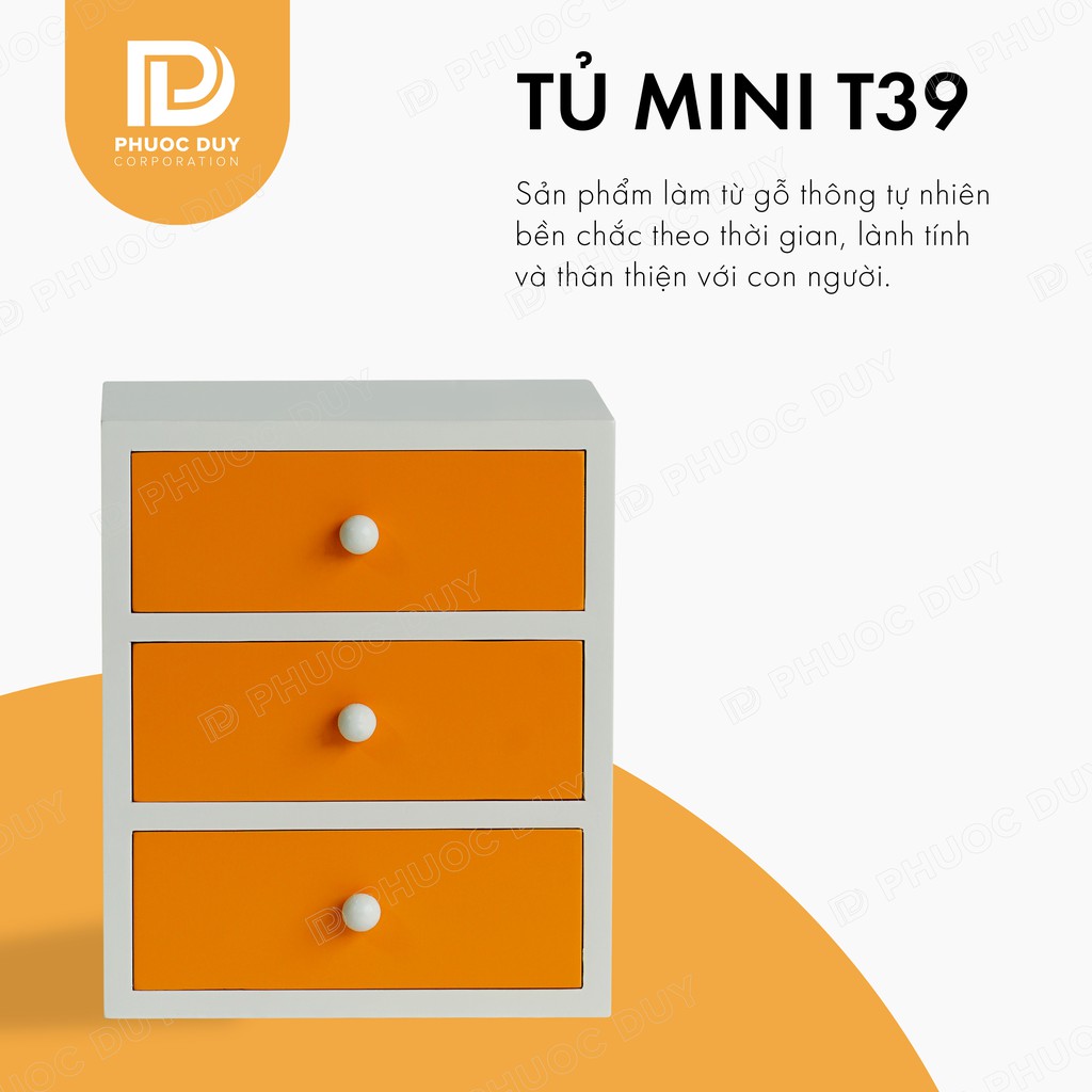 Tủ mini để bàn đa năng 3 ngăn - Tiện ích sắp xếp bàn làm việc - Tủ nữ trang mỹ phẩm - Phuoc Duy Trading T39/57MX