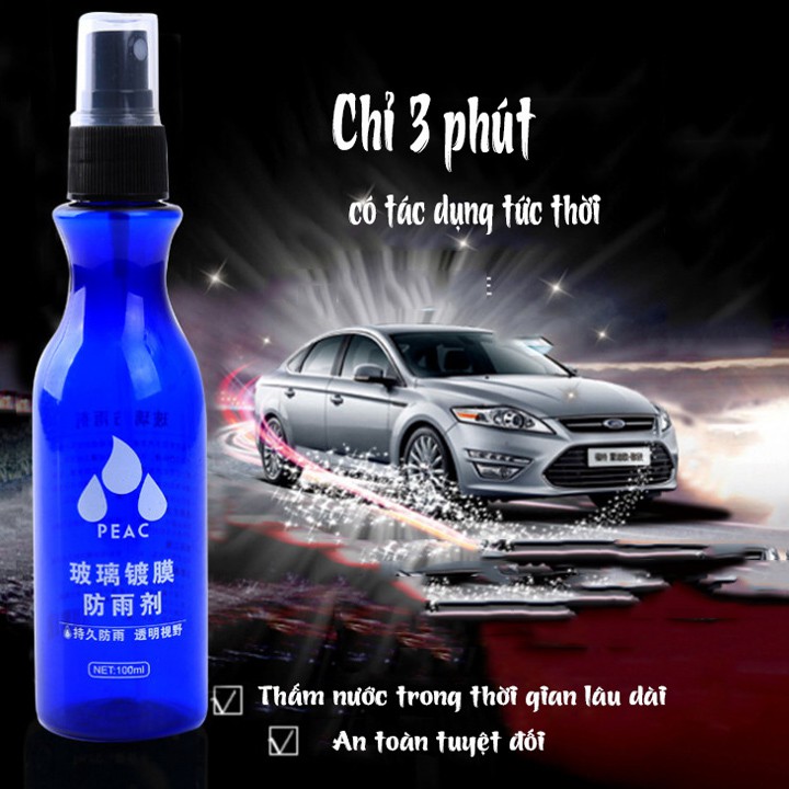 Bình xịt Nano chống nước trên gương kính ô tô, chống nước bám tạo hạt mốc tren gương, kính xe