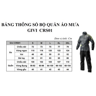 Áo mưa bộ Givi CRS01