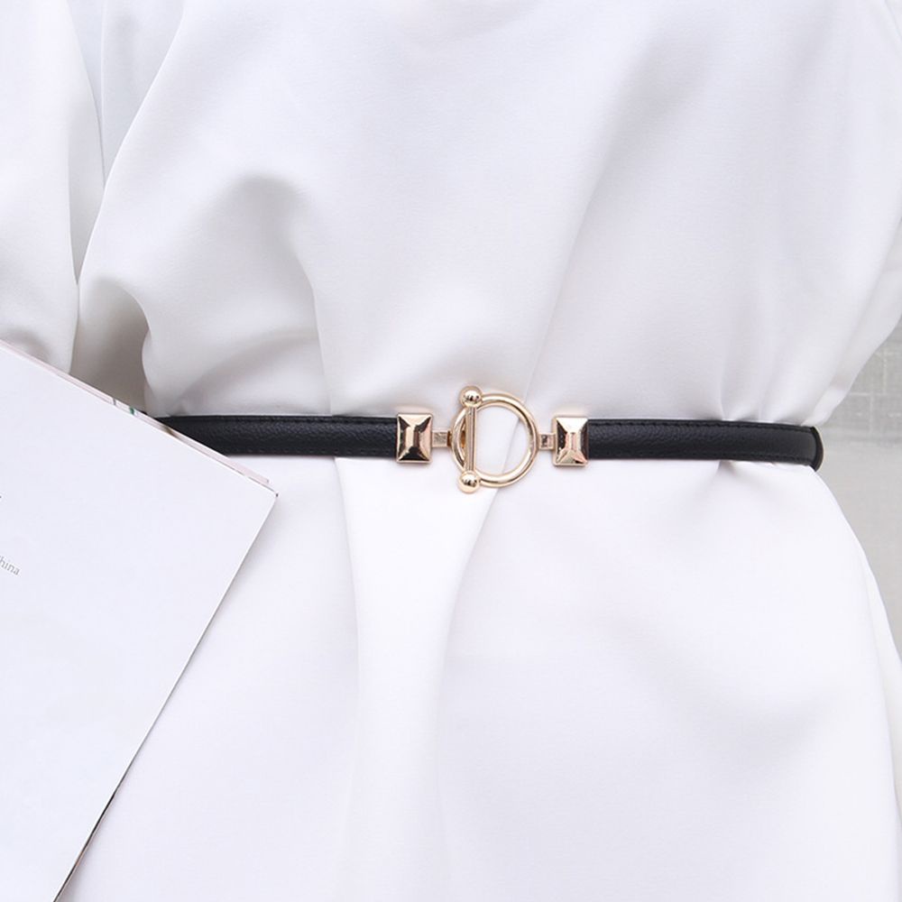 Dây thắt lưng da có khóa cài kim loại điều chỉnh được thời trang dành cho nữ
