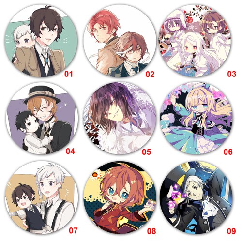 Huy hiệu anime Bungou Stray Dogs (nhiều mẫu)