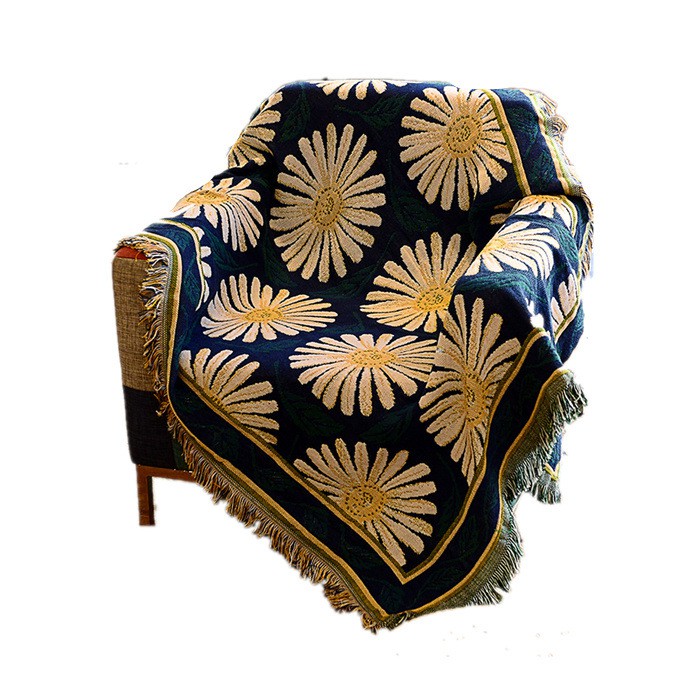 Passion Chăn Thảm Phủ Sofa Trang Trí Giường Ngủ Hoa Cúc Xanh