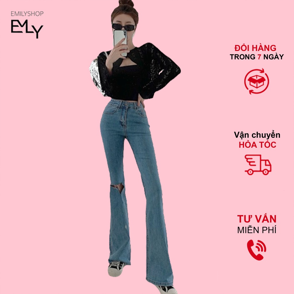 QUẦN JEANS NỮ DÁNG ÔM ÔNG LOE DÁNG DÀI HÀNG NHẬP QUẢNG CHÂU