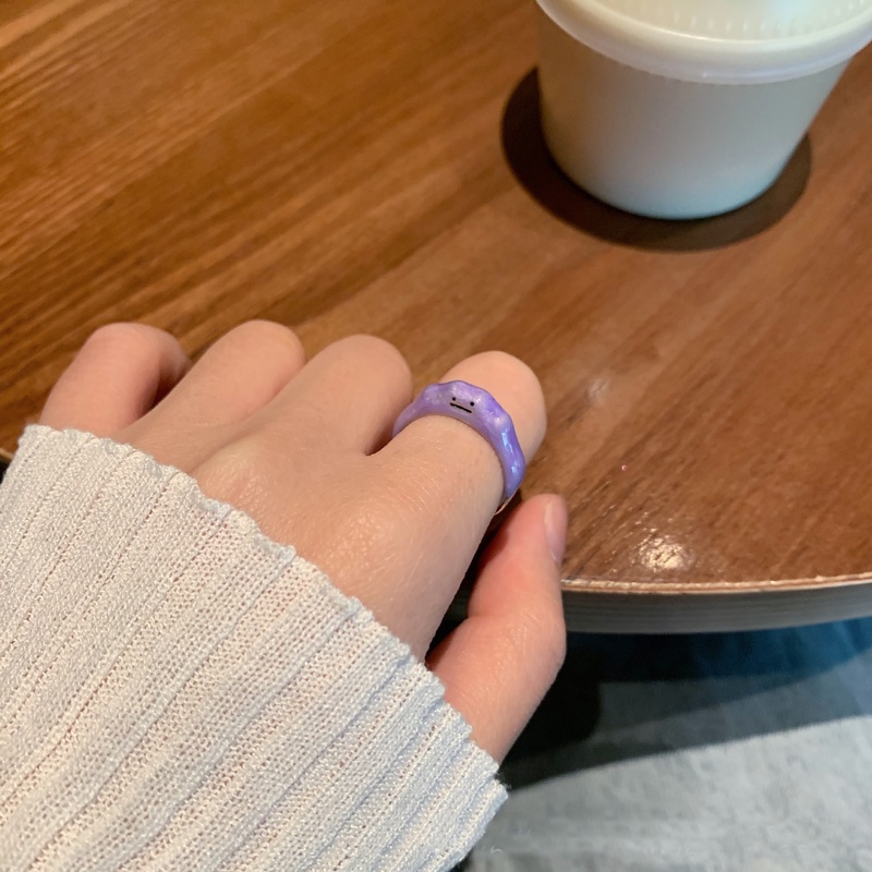 Nhẫn Hở Có Thể Điều Chỉnh Hình Quái Vật Mặt Cười Màu Tím Đáng Yêu Cho Nữ