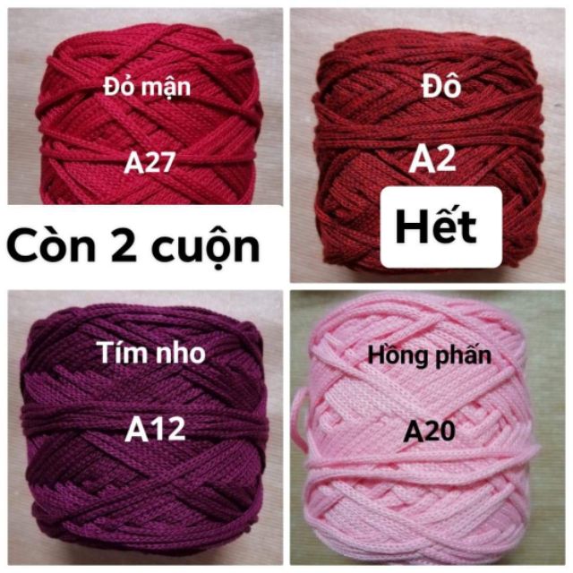 SỢI DỆT COTTON 2MM MÀU TRƠN