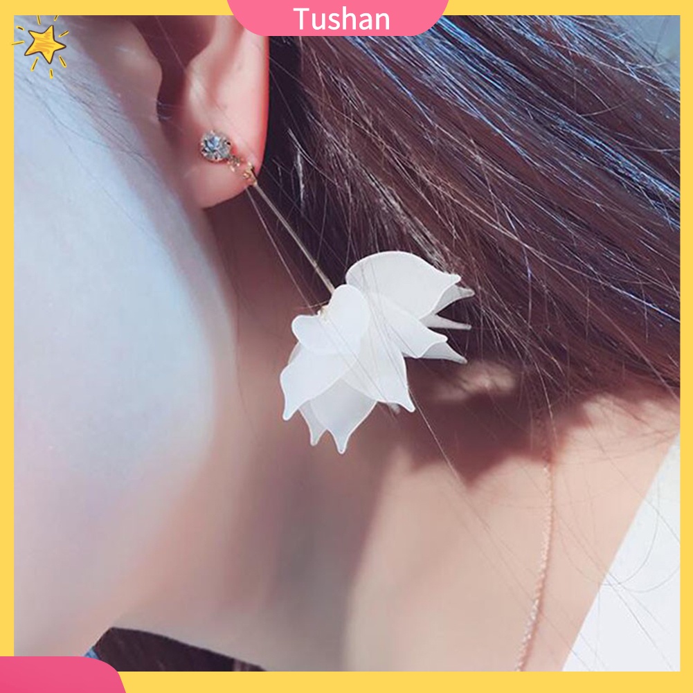 Khuyên tai hình cánh hoa tua rua ngọt ngào xinh xắn