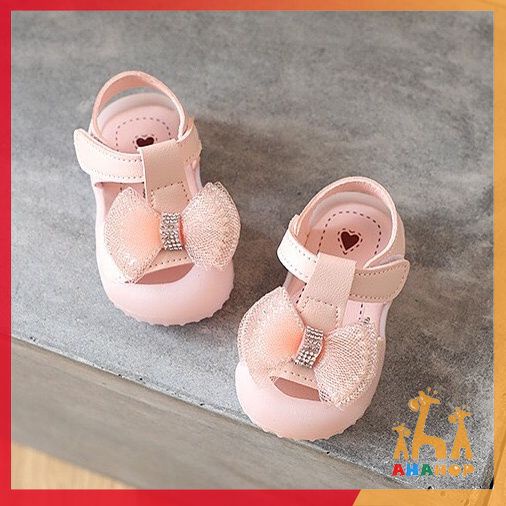 Giày sandal chống vấp gắn Nơ lưới đáng yêu cho bé gáo từ 0-2 tuổi chống trơn trượt tốt mẫu mới nhất M882