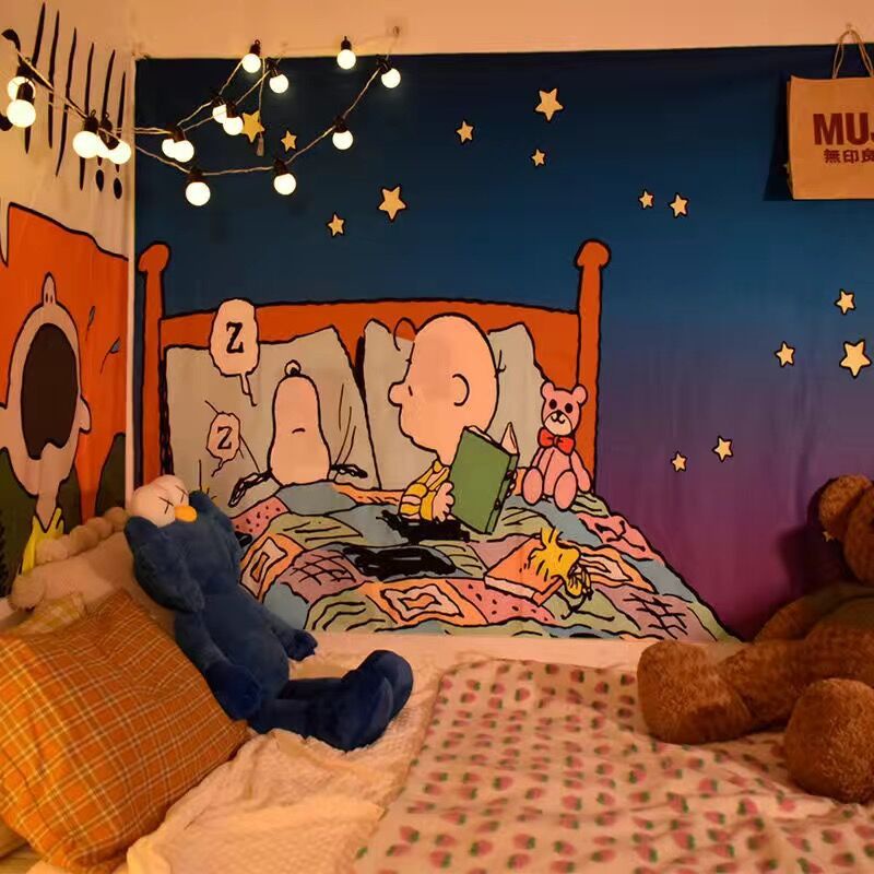 Thảm Vải Treo Tường In Hoạt Hình Snoopy Đáng Yêu Trang Trí Phòng Ngủ Cho Bé   ttm211
