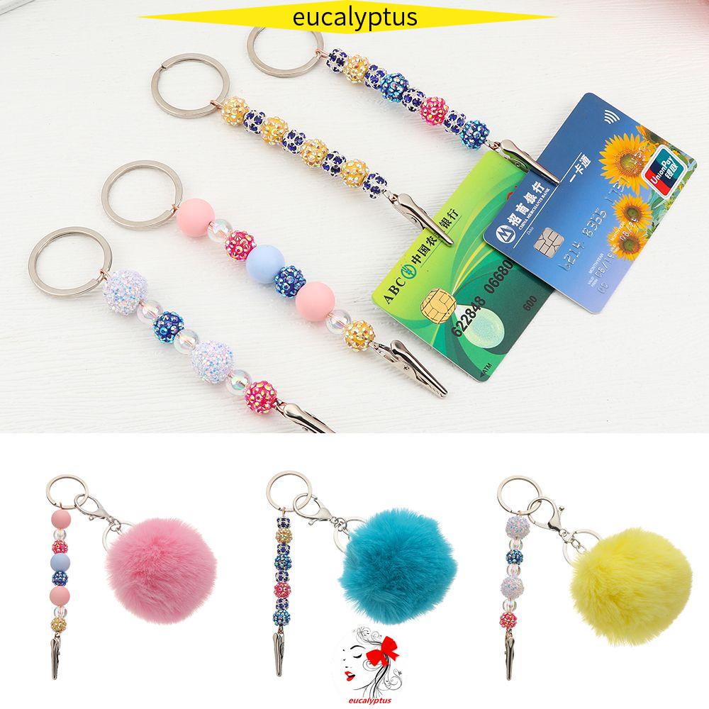 Móc khoá kẹp thẻ tín dụng acrylic cục bông kéo thẻ không chạm ATM cho móng tay dài