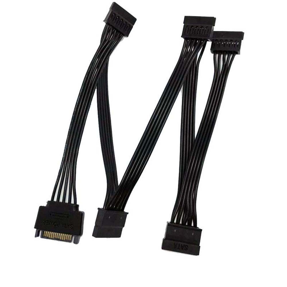 Dây Cáp Chuyển Đổi Nguồn Sata 1 Đầu Đực Sang 5 Đầu Cái 1 Đầu Cái Sata 15 Pin Màu Đen Cho Ổ Cứng