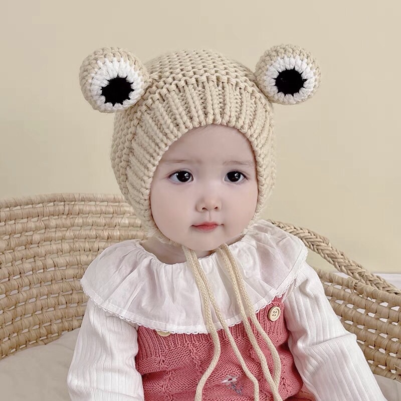 Mũ len lót nỉ hình chú ếch xinh xắn cho bé
