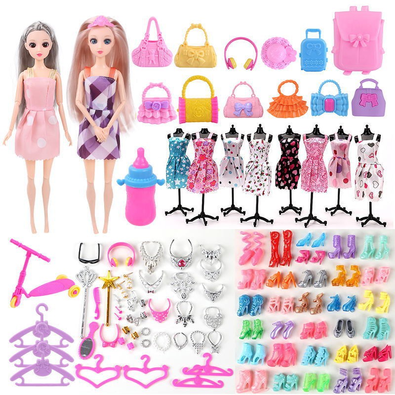 Bộ Búp Bê Barbie Kèm Quần Áo Và Giày Cao Cấp Cho Bé Gái