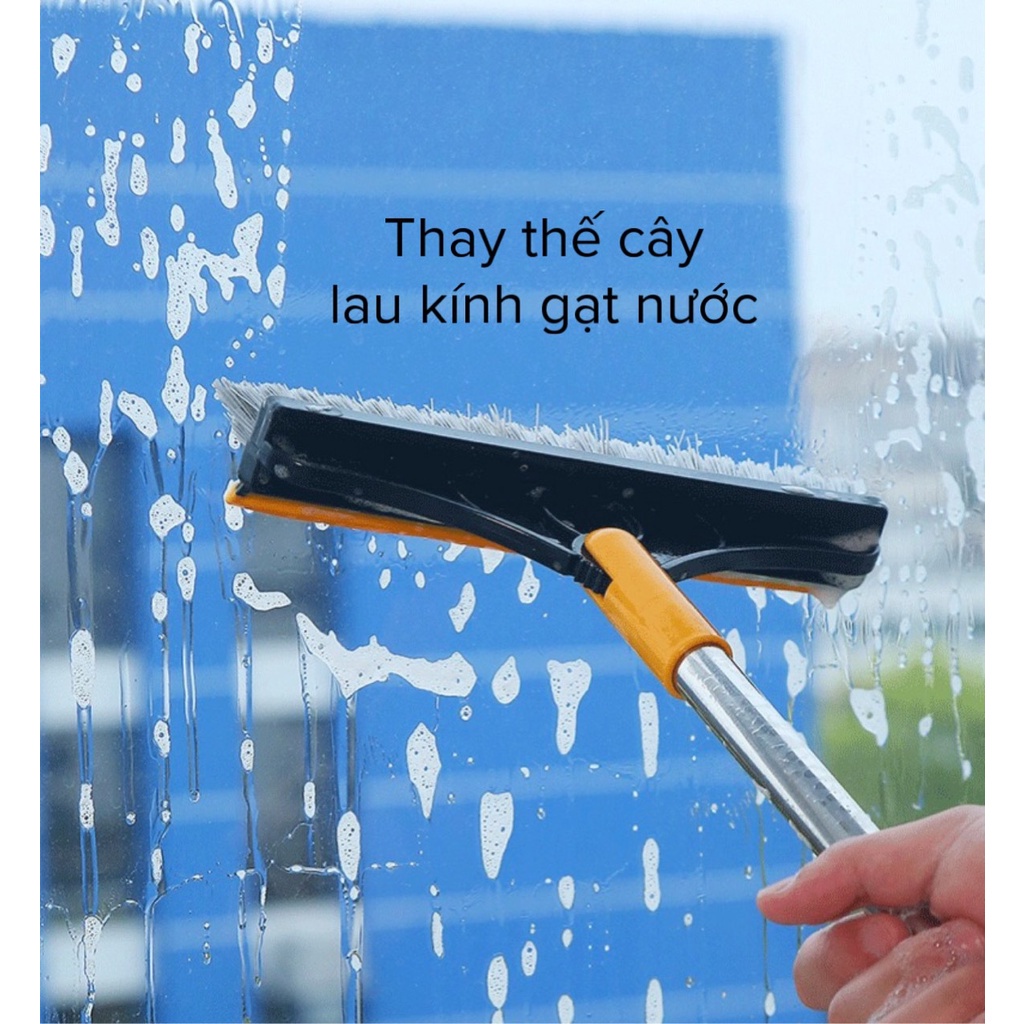 Chổi Cọ Nhà Tắm, Cọ Sàn, Gạt Kính Cán Dài 2 In 1 Siêu Đa Năng - Cây Cọ Sàn Nhà Tắm Xoay 120 Độ Dọn Sạch Mọi Góc Bẩn