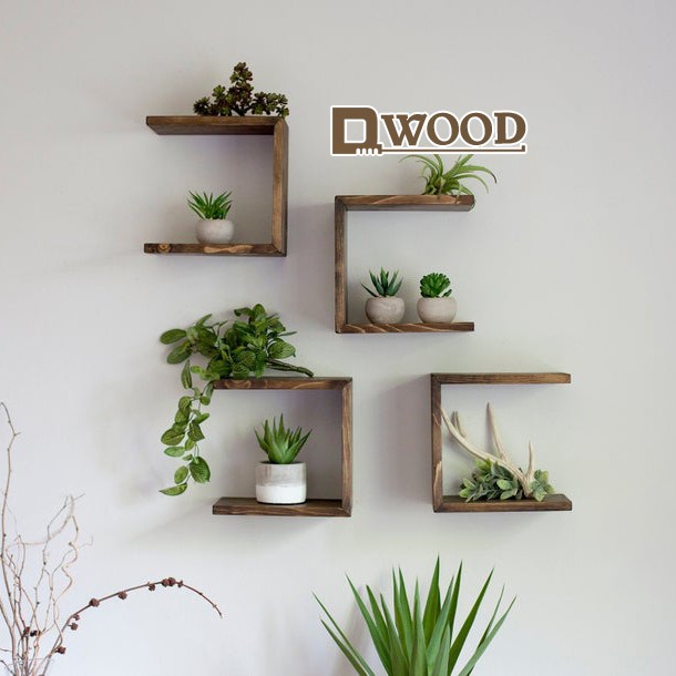 Kệ Gỗ Chữ C Treo Tường Decor Không Gian Dwood