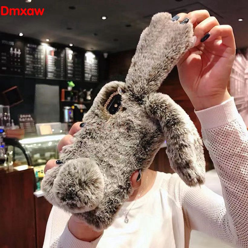 Hairy Case OPPO R15 R15X K1 R11S R11 F3 R9 R9S F1 Plus A57 A39 A37 Neo 9 Cute Rabbit Animal Soft Plush Warm Cover