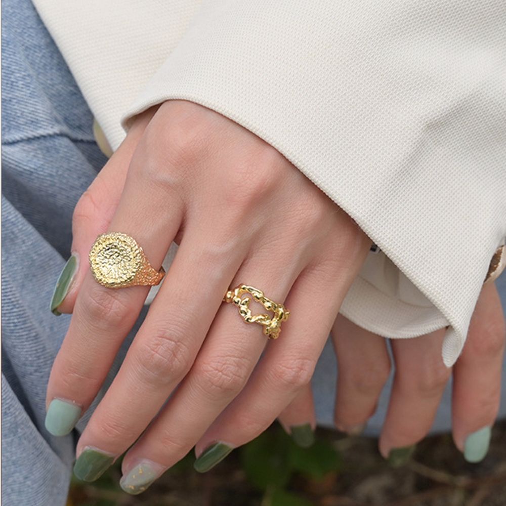 Nhẫn Mở Điều Chỉnh Được Phong Cách Punk Hàn Quốc Cổ Điển Đơn Giản Dành Cho Nữ