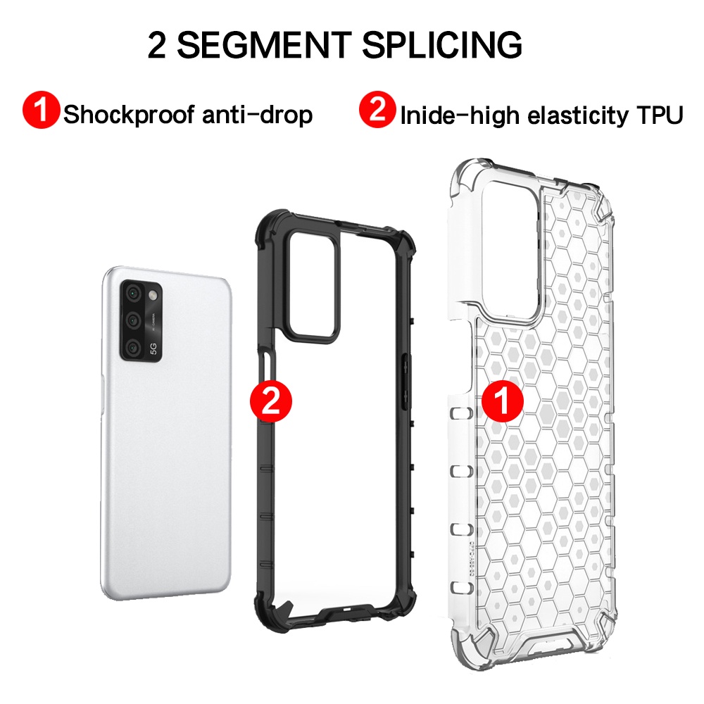 Ốp Điện Thoại PC Cứng Chống Sốc Họa Tiết Tổ Ong Trong Suốt Cho OPPO A73 A74 A76 A93 A94 A95 A96 A97