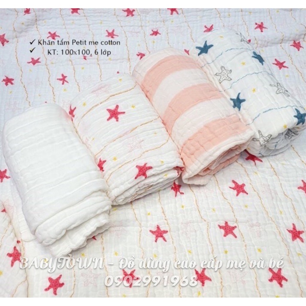 Set 01 khăn tắm cotton 6 lớp Petit Me