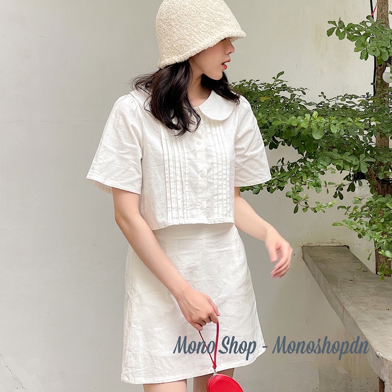 [Mã SKAMFSW175 giảm 10K đơn 50K] SET ÁO SƠ MI croptop chân váy túi, set croptop xếp ly, áo cổ sen(ảnh thật/sẵn)