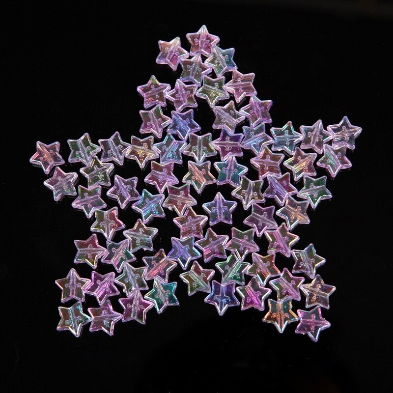 Set 100 Hạt Nhựa Acrylic Hình Ngôi Sao Năm Cánh Xinh Xắn Dùng Làm Đồ Trang Sức Thủ Công