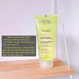 Sữa rửa mặt SVR sebiaclear cho da dầu mụn
