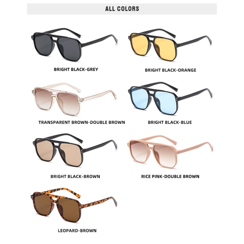 (JIUERBA) Kính Mát Gọng Vuông Đôi Thời Trang Phương Tây Retro