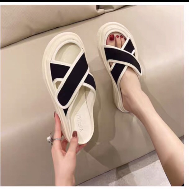 DÉP NỮ VẢI QUAI CHÉO SIÊU XINH- 2 MÀU ĐEN VÀ CARO