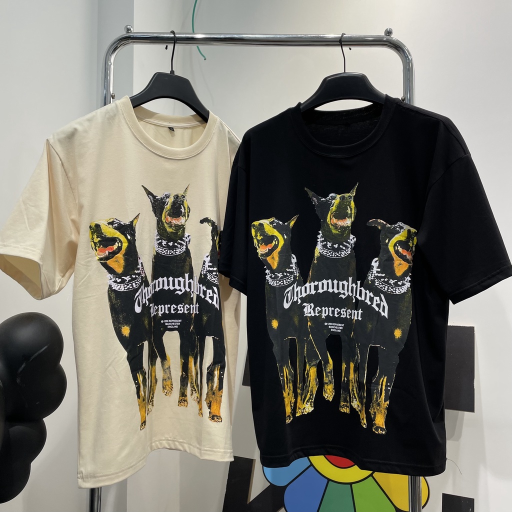 Áo thun unisex Dobermann áo thun nam nữ tay lỡ cotton cao cấp