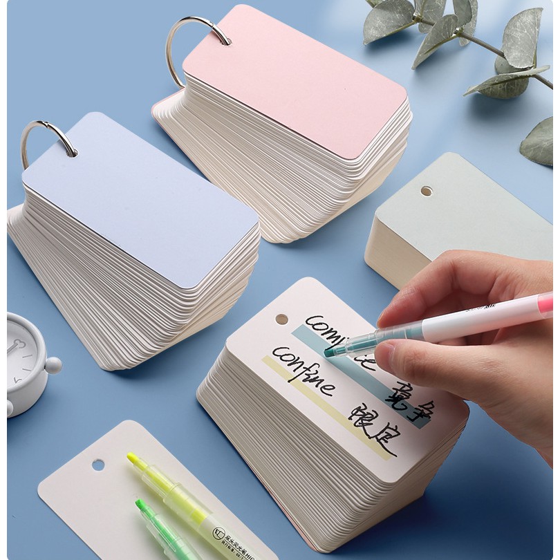 Thẻ flashcard trắng CAO CẤP siêu dày tặng bìa 4D kèm khoen (COMBO 2 QUYỂN TIẾT KIỆM CHI PHÍ)