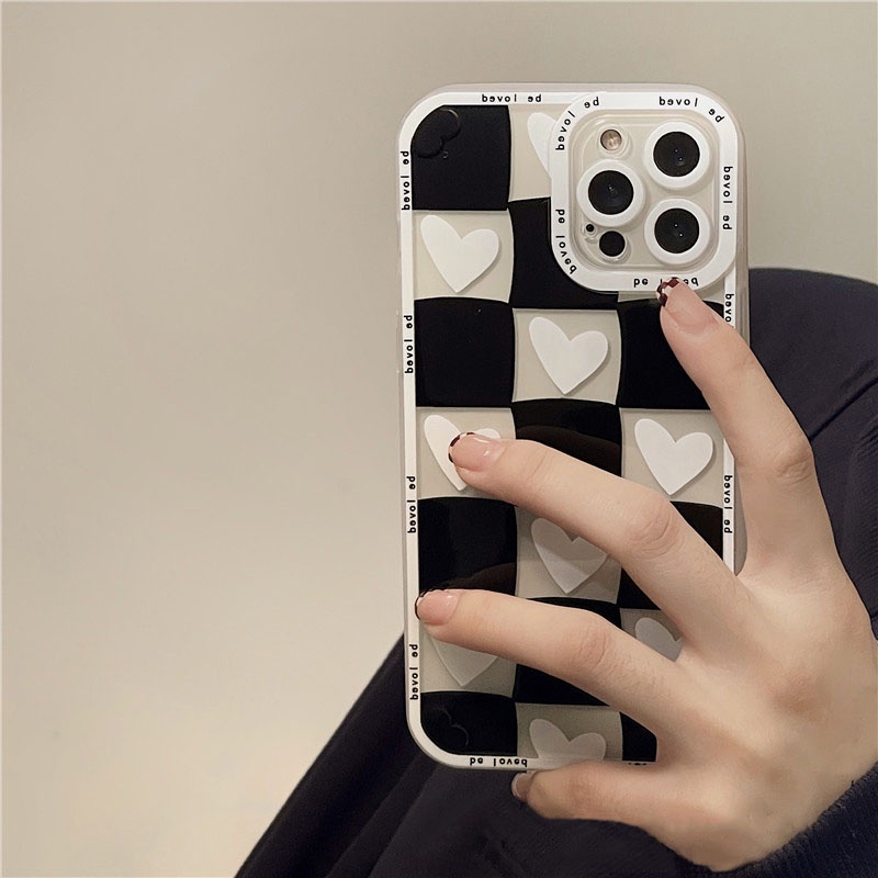 Ốp Điện Thoại Họa Tiết Trái Tim Trắng Đen Cho Realme 8i 9i C35 C11 2021 C21Y C25 C25S C15 C12 C3 C2 Realme5 5i 6i