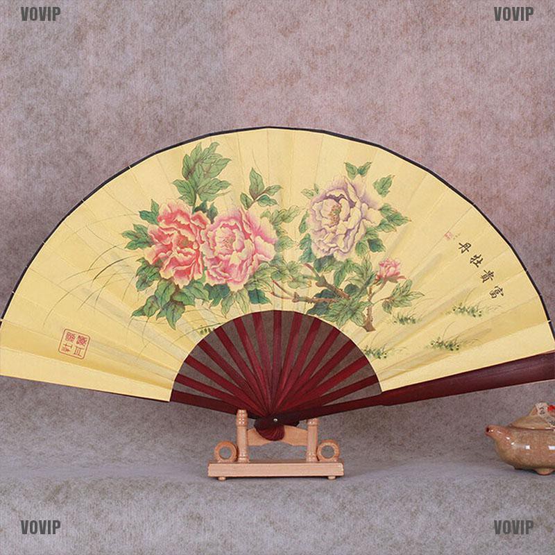 Quạt cầm tay bằng Polyester có họa tiết phong cách Trung Hoa bắt mắt