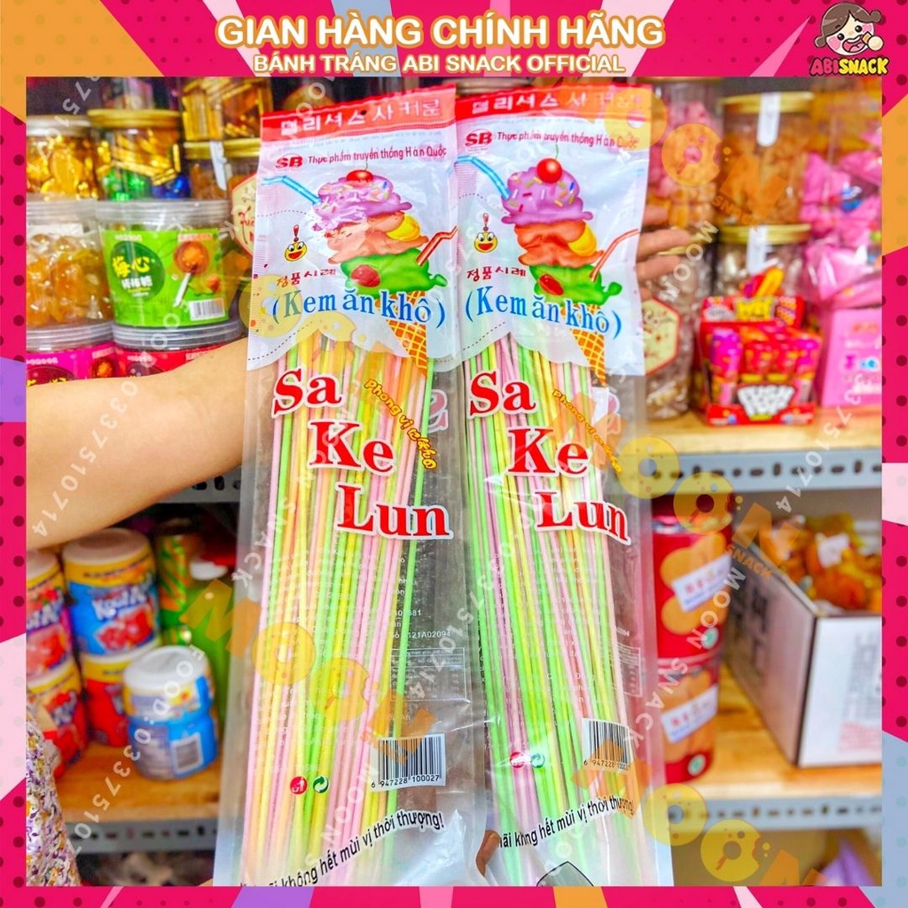 Kẹo tăm que lạnh siêu dài tận 1m sa ke lun thơm thơm vị béo kem ăn khô món ăn tuổi thơ gói to 500g