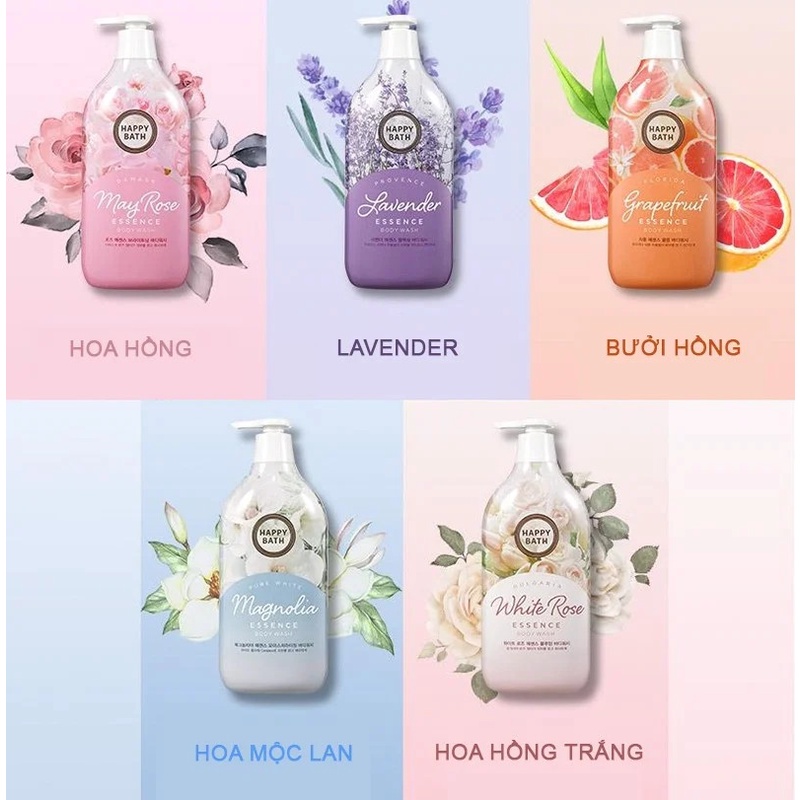 Sữa tắm Dưỡng Ẩm Tinh Chất Hoa oải Hương Happy Bath Lavender Essenee Body Wash 900g