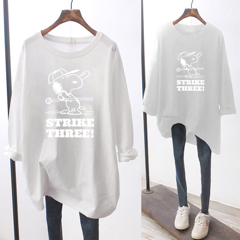 NRVP Áo thun cổ tròn dáng rộng tay dài thời trang dành cho nữ có cỡ lớn 5XL