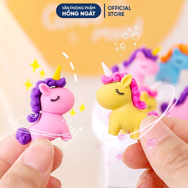 Tẩy bút chì ngựa pony có sừng, đồ dùng học tập dễ thương cute giá rẻ làm quà tặng học sinh văn phòng phẩm T13