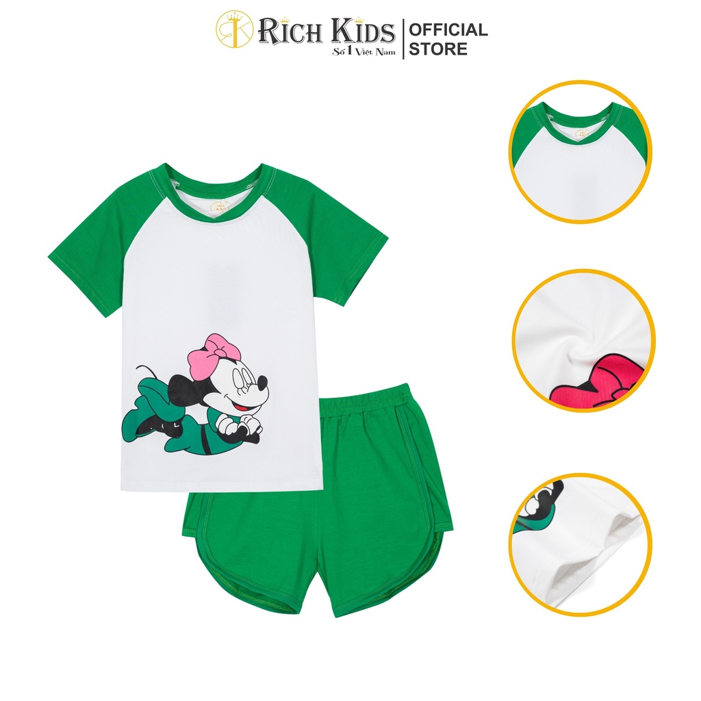 Đồ Bộ Cho Bé Vải Cotton 100% Co Giãn Thoáng Mát Từ 10kg Đến 46kg -Richkids