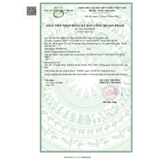 Vitamin D3&K2-Mk7 Nutrivitality Anh 30ml
