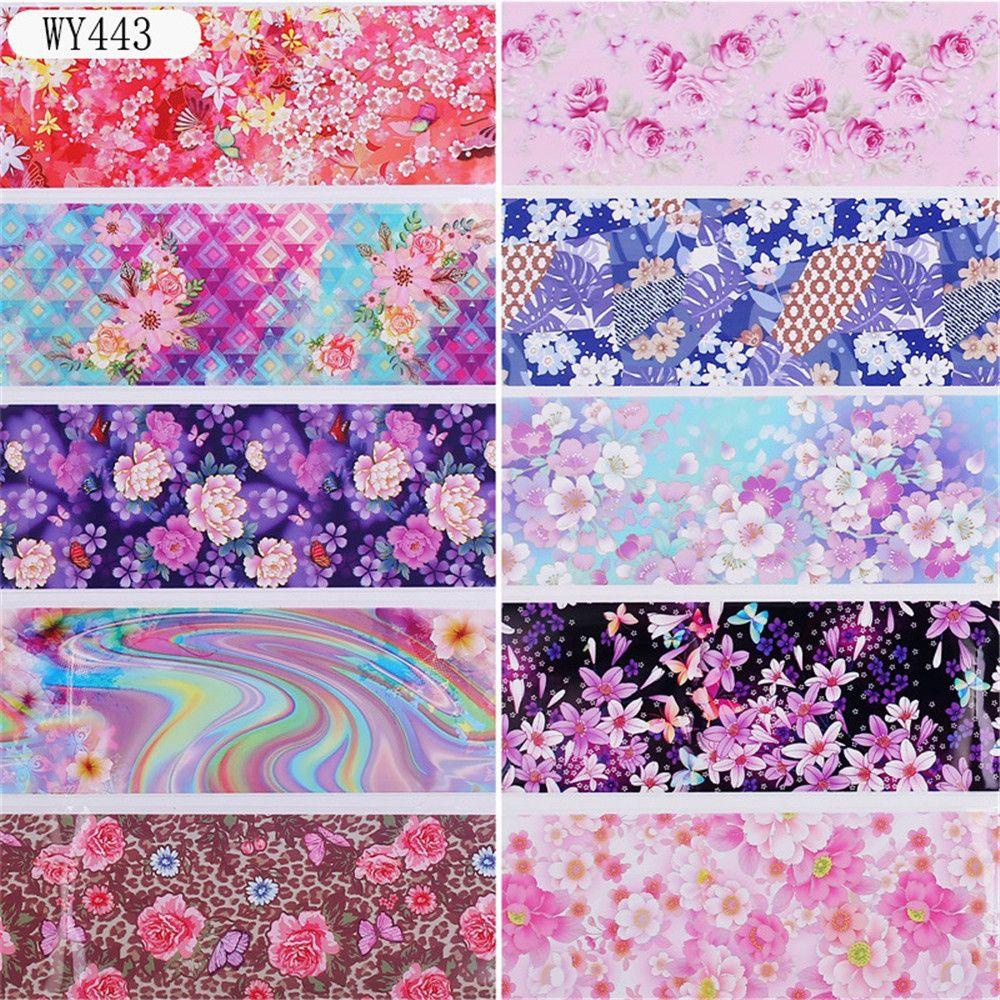 DIACHAVN Set 10 Tấm Giấy Foil Họa Tiết Cẩm Thạch Dán Móng Nghệ Thuật