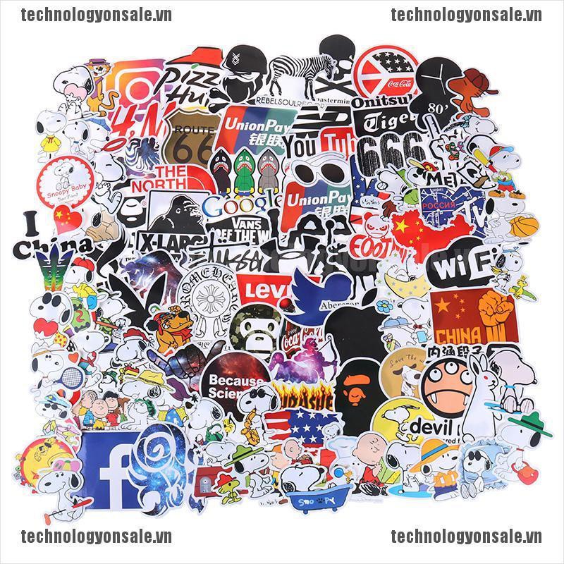 Bộ 100 sticker dán ván trượt Laptop phong cách graffiti chất lượng cao
