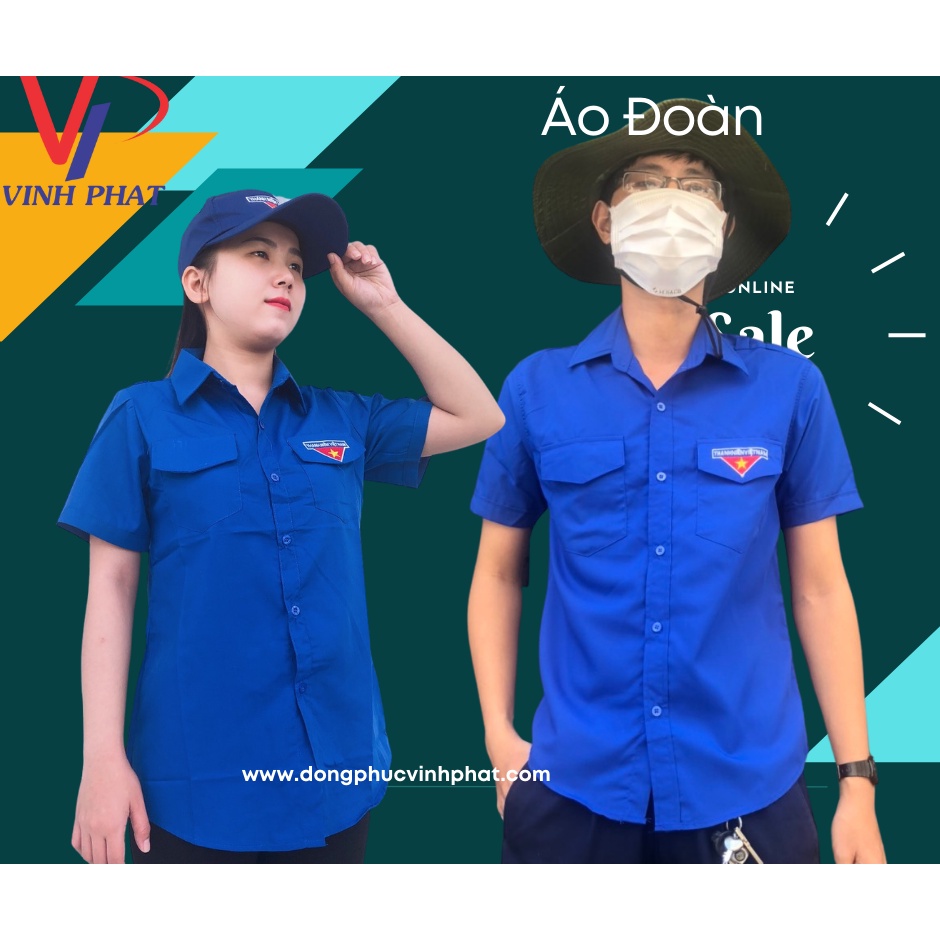 Áo Sơ Mi Đoàn Thanh Niên Nam Tay Ngắn Logo Thêu - VĨNH PHÁT