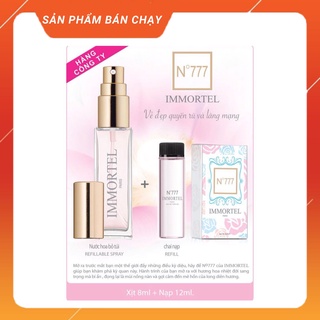 Nước Hoa Nữ IMMORTEL No777 (GỒM CHAI XỊT 8ML + CHAI NẠP 12) Eau De Parfum