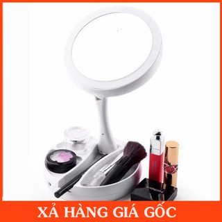 [Đang Sales]  Gương Trang Điểm 2 Mặt Gắn Đèn LED Có Thể Xoay Được
